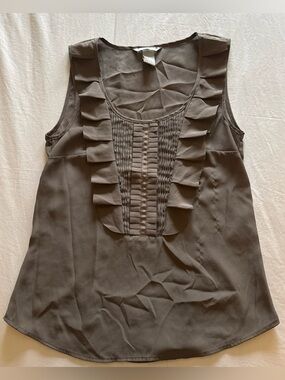 H&M Taupe Ruffle Front Sleeveless Camisoley